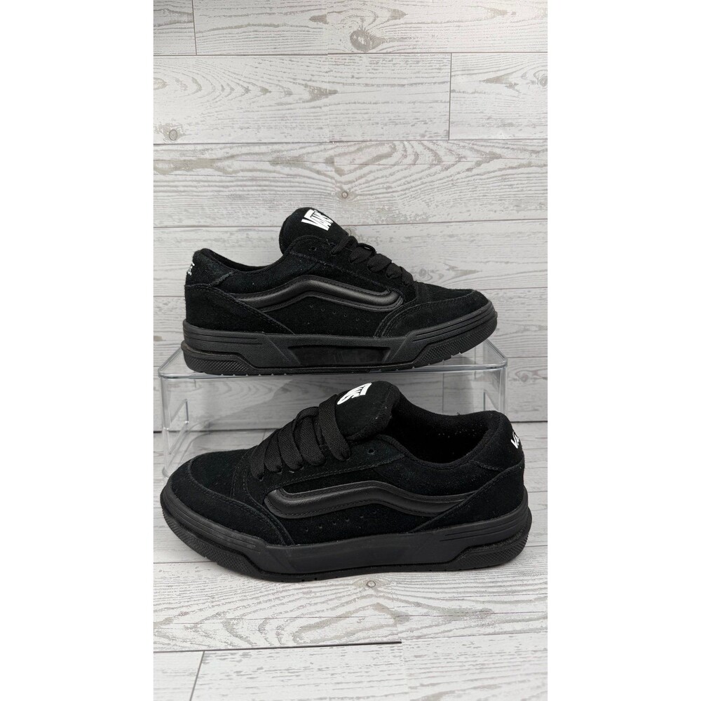 Vans Hylane Shoes Mens Size 6 Triple Black Skate Casual Sneakers Fat Tongue #303